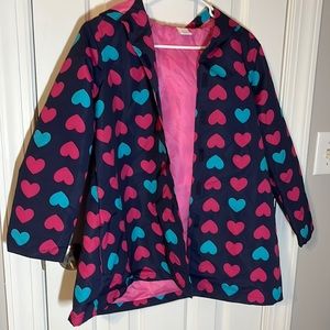 Girls Heart Patterned Rain Jacket